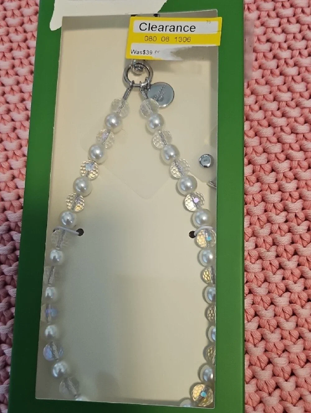 kate spade Silver and White Pearl Phone Charm